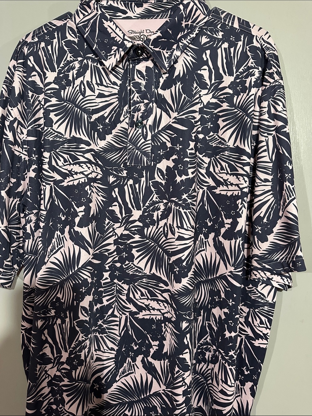 Straight Down Men’s Navy & Light Pink Tropical Polo
